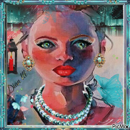 The Lady with the Blue Green Eyes - Бесплатный анимированный гифка