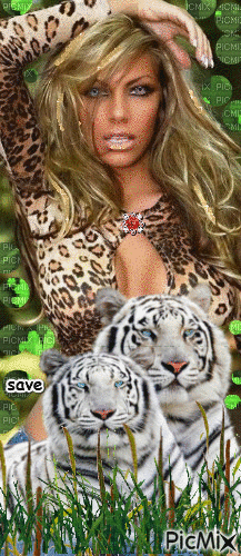 chica con tigres - Animovaný GIF zadarmo