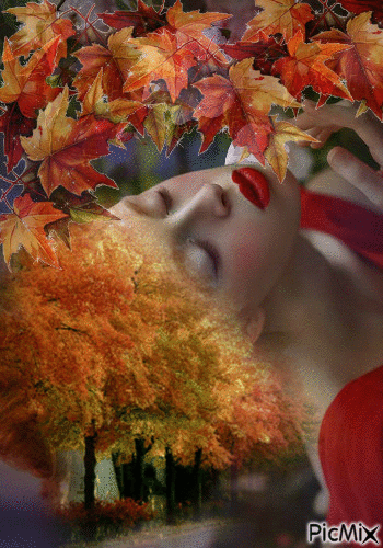 the autumn woman - GIF animé gratuit