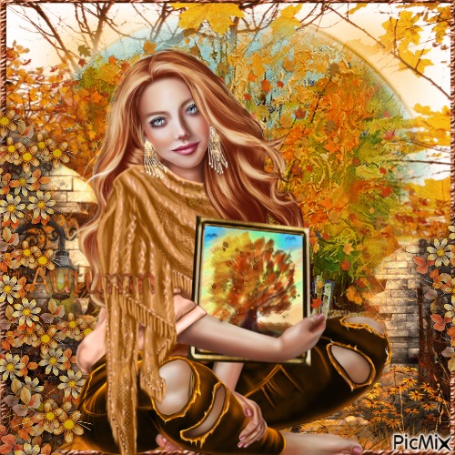 Redhead in Autumn - фрее пнг