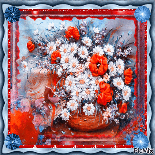Art Peinture Bouquet Floral - GIF animé gratuit