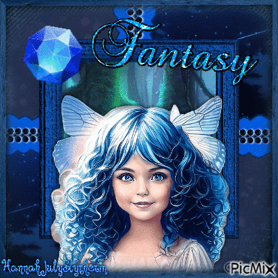 ♦Fantasy Butterfly Fairy Girl in Blue♦ - Free animated GIF