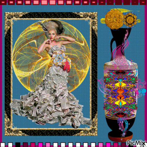 Portrait Woman Colors Deco Glitter Glamour - Zdarma animovaný GIF