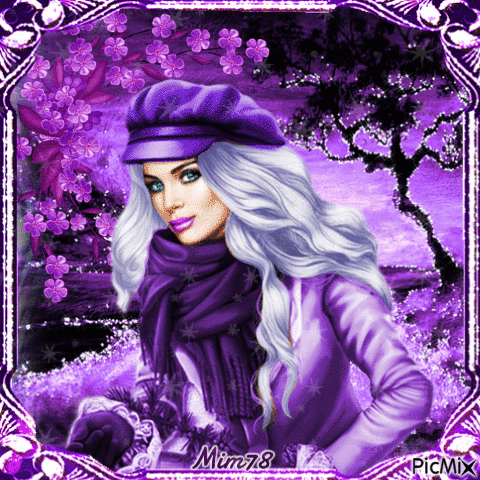 Femme en violet - Gratis animeret GIF