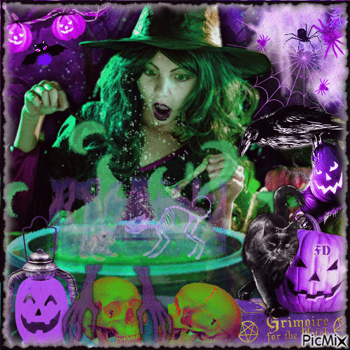 Halloween green purple - Gratis animeret GIF