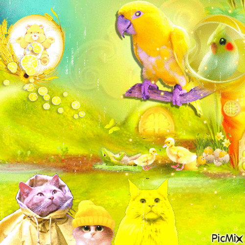 MONDAY  yellow, cute animals - Free animated GIF