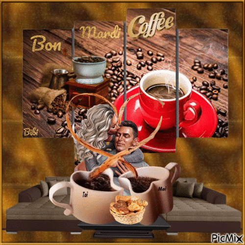 BON MARDI AVEC UN CAFE - Free animated GIF