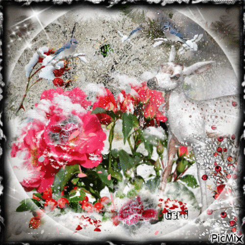 Róża zimą - Besplatni animirani GIF