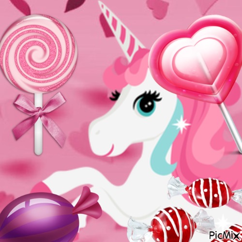 La licorne et les bonbons - ücretsiz png