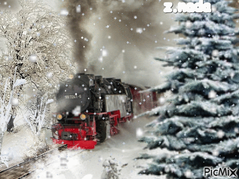 le train d'hiver - Darmowy animowany GIF