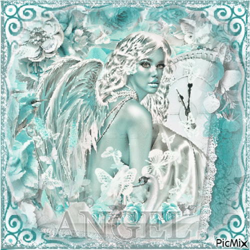 Angel with flowers - Gratis geanimeerde GIF