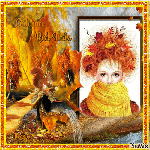 autumn red hair woman contest - Gratis geanimeerde GIF
