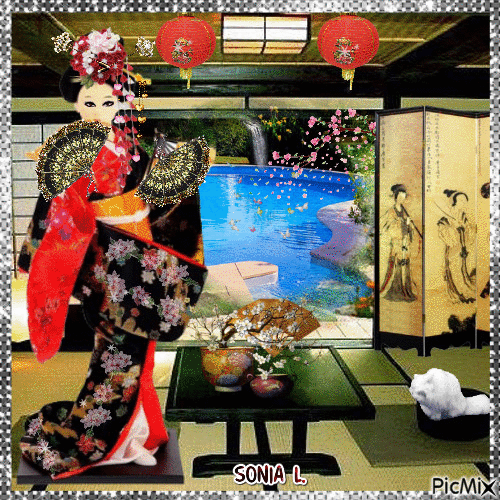 Poupée de porcelaine de Geisha - 免费动画 GIF