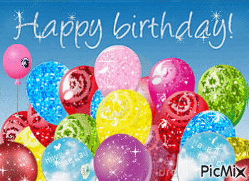 Happy Birthday Balloons - GIF animasi gratis