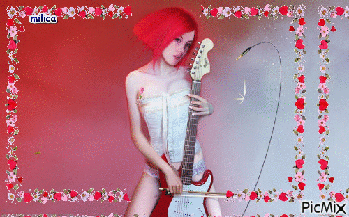Lepotica sa crvenom kosom - Darmowy animowany GIF