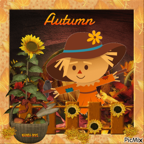 Autumn-fall-scarecrow - Бесплатный анимированный гифка