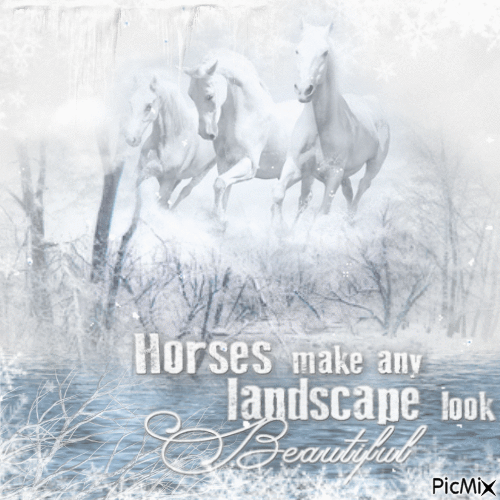 Winter Horses - Бесплатный анимированный гифка