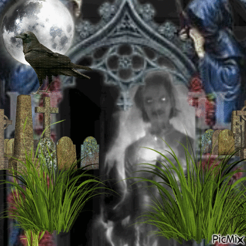 Ghost Among The Tombstones - Gratis geanimeerde GIF