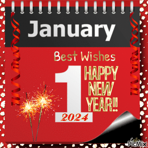 January 2024. Happy New Year - Animovaný GIF zadarmo