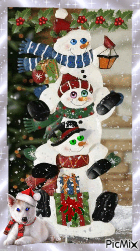 tres muñecos de nieve - GIF animasi gratis
