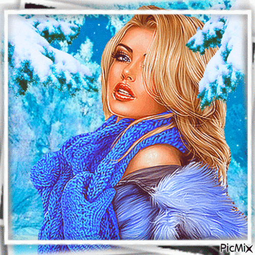 femme en hiver - Δωρεάν κινούμενο GIF