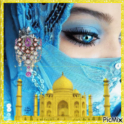 woman and Taj Mahal - Gratis geanimeerde GIF