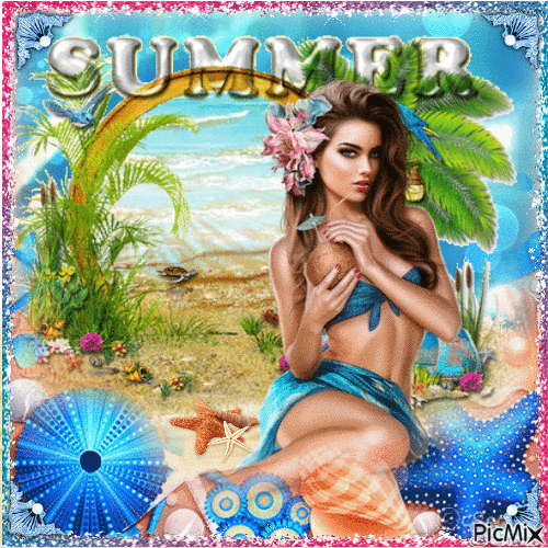 summer in blue - GIF animado gratis