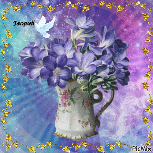bouquet de violettes - GIF animé gratuit
