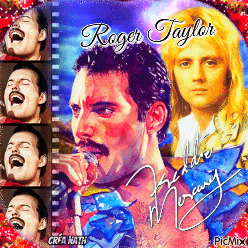 Freddie Mercury et Roger Taylor - GIF animé gratuit