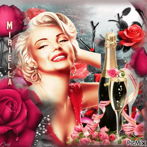Contest!Marilyn Monroe & Champagne - Darmowy animowany GIF