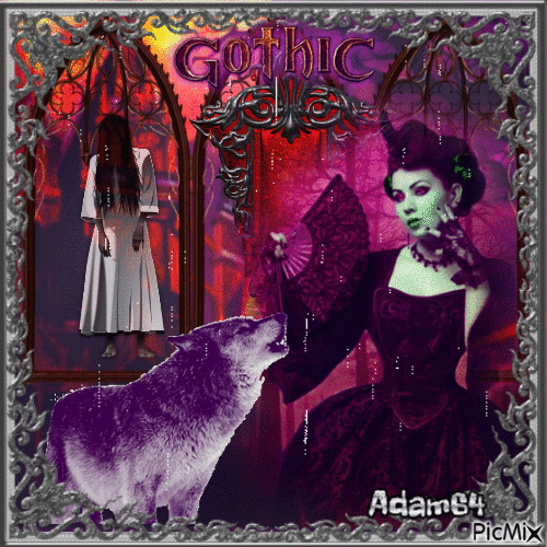 Gothic girl with wolf (contest) - Gratis animeret GIF