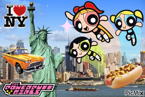 The Powerpuff Girls in New York - GIF animé gratuit