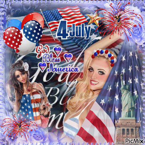 4 th July Happy Birthday USA - Бесплатный анимированный гифка - PicMix
