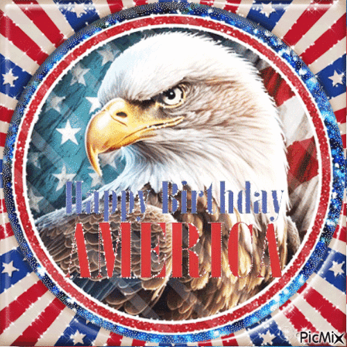 Happy Birthday America patriotic USA eagle - Gratis animerad GIF