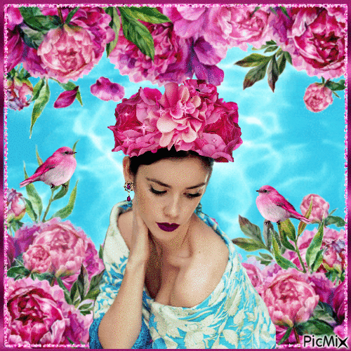 pink floral paradise - GIF เคลื่อนไหวฟรี