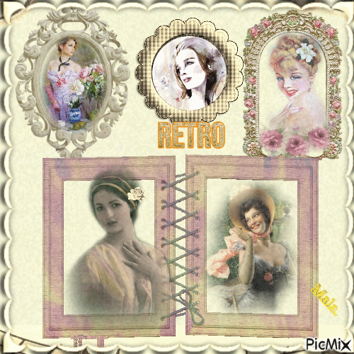 Collage retro ladies - 無料のアニメーション GIF