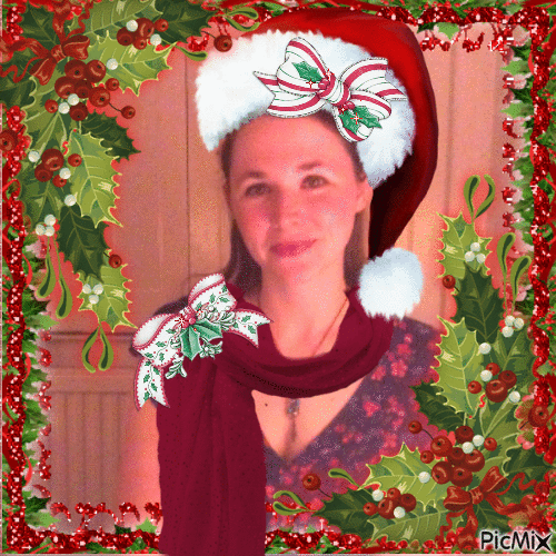 Christmas Holly Self Portrait - GIF animasi gratis