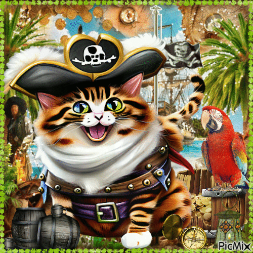 Pirate cat - Free animated GIF