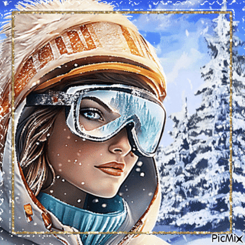 Skieuse en portrait - Gratis animerad GIF