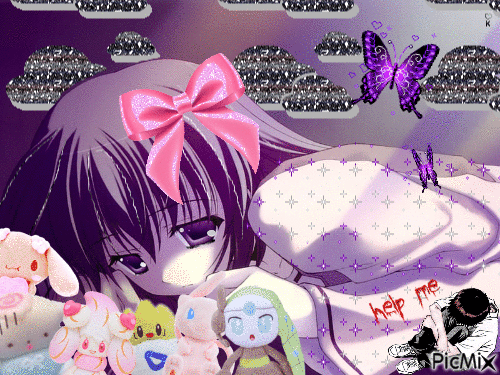 Sad Anime Girl - Animovaný GIF zadarmo