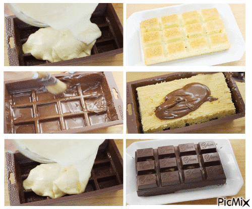 How to Make a Chocolate Bar Cake - Free animated GIF