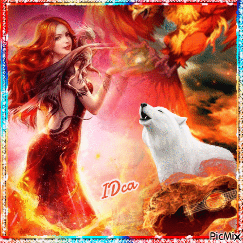 La déesse du feu et le loup - Δωρεάν κινούμενο GIF