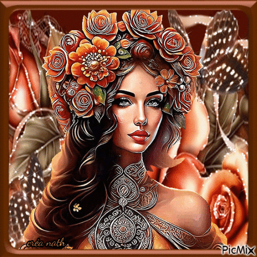 Femme avec des fleurs..concours - Δωρεάν κινούμενο GIF