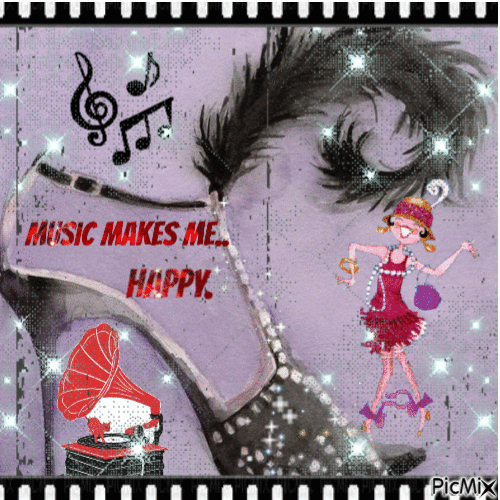 MUSIC MAKES ME HAPPY - GIF animado gratis