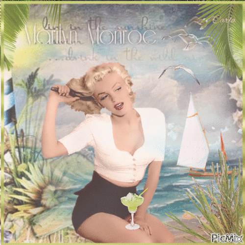 Marilyn Monroe en été - Бесплатный анимированный гифка
