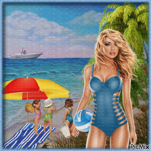 Femme à la plage. - Free animated GIF