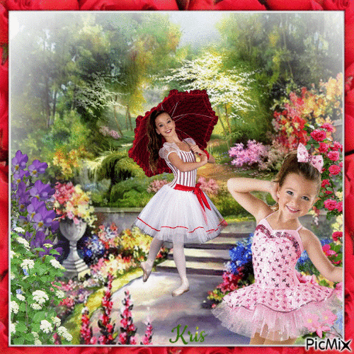 La petite ballerine dans le jardin - GIF animado grátis