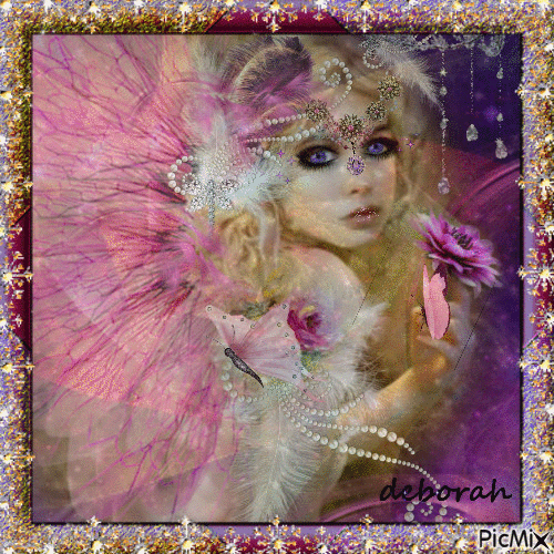 Sweet Beautiful Angel of Mine...Contest violet and rose. - Безплатен анимиран GIF