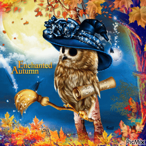 Enchanted Owl Autumn - GIF เคลื่อนไหวฟรี