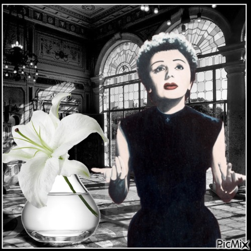 Edith Piaf schwarz - weiss - kostenlos png